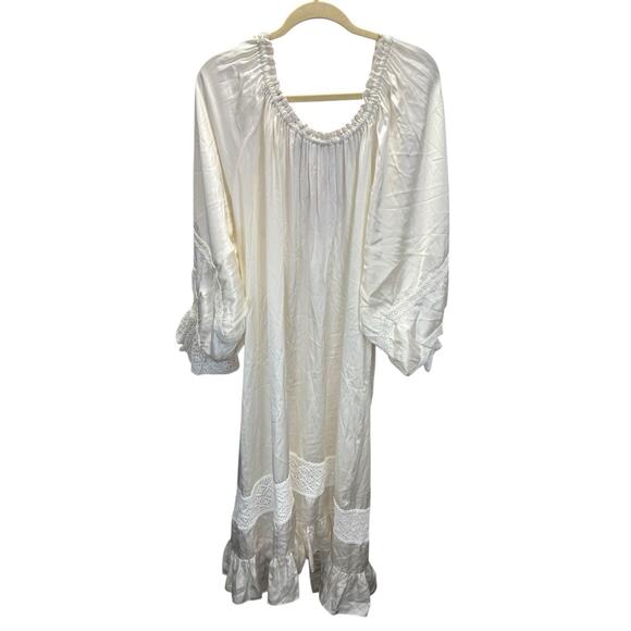 Sleeper Paloma Silk Maxi Dress White Off Shoulder Lace Trim Romantic XL - Picture 10 of 16